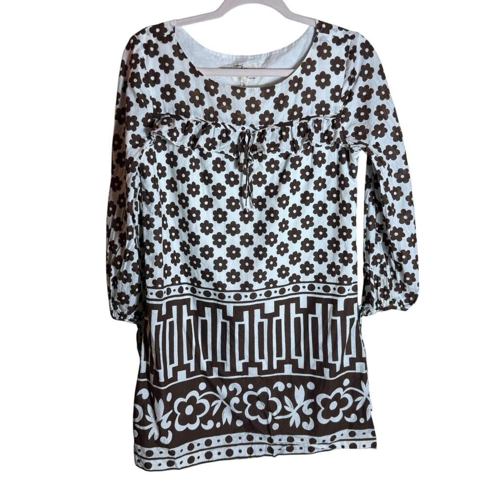 Milly of New York Brown & White Floral Tunic Dress – Size 8